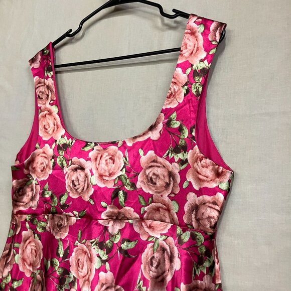 NWT Wild Fable Women XXL Red Floral Cap Sleeve Satin Maxi Bodycon Holiday Dress - Picture 12 of 14